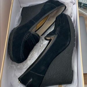 Black suede wedges. Michael Kors